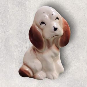 Made in Japan Porcelain Beagle Dog Figurine Hand Painted MCM Vintage Spaniel Pup